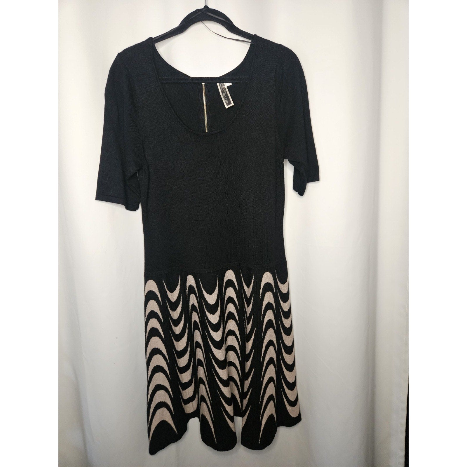 Julian Taylor New York Knit Dress Stretch Black & White Womens Size Large
