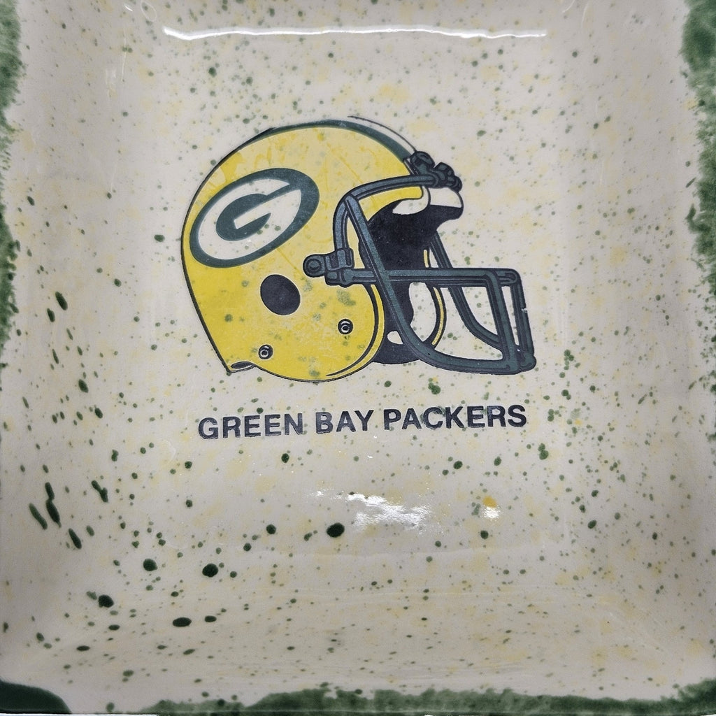 Handmade Pottery Gameday Relish Tray Green Bay Packers Serving Platter