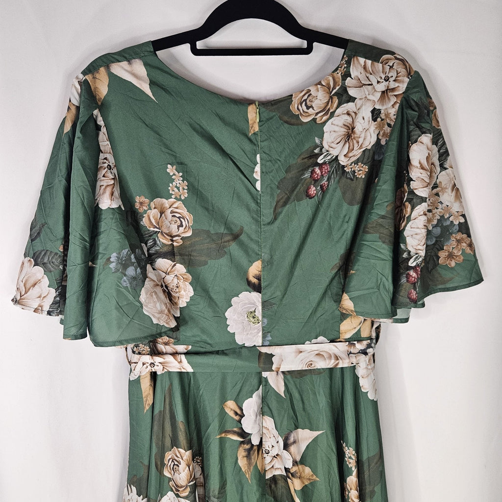 FlyCurvy Dress Womens Plus 2XL V Neck Full Length Layered Maxi Dress Fairy NWT