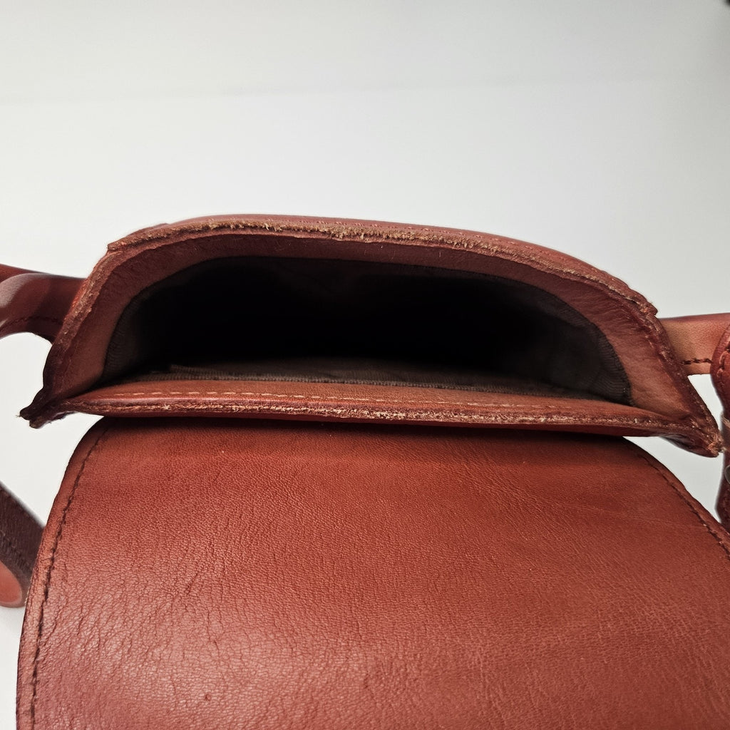 Montana West Genuine Leather Whipstitch Crossbody Micro Bag Red Leather Western