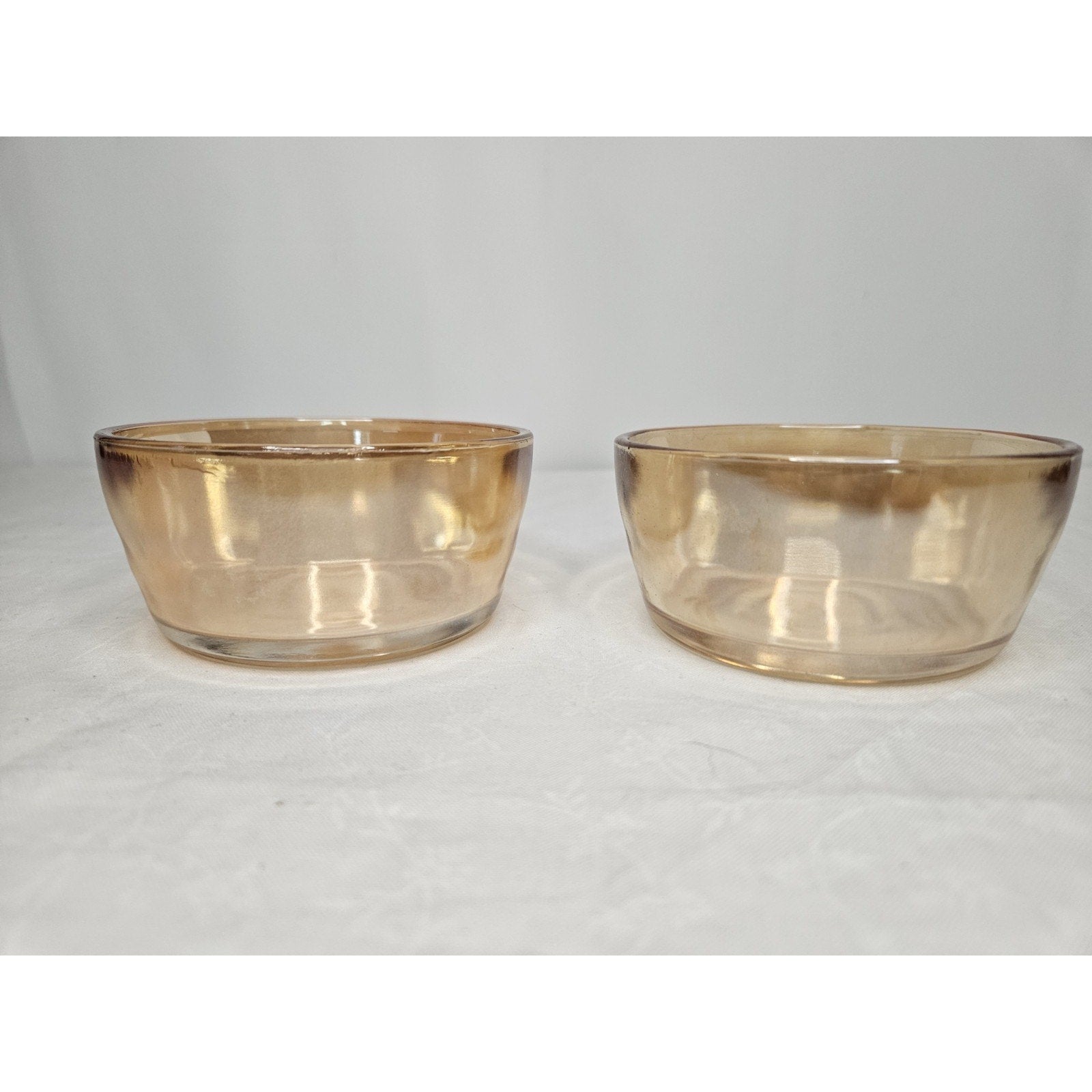 Vtg Marigold Carnival Iridescent Glass Small Trinket Berry Cereal Dessert Bowls