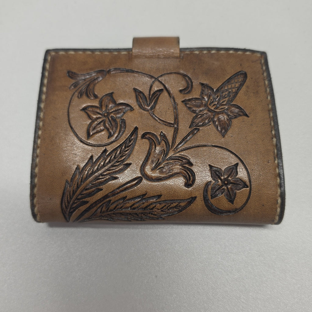 Hand Tooled Full Grain Leather Men’s Wallet Bifold Handmade Western Floral