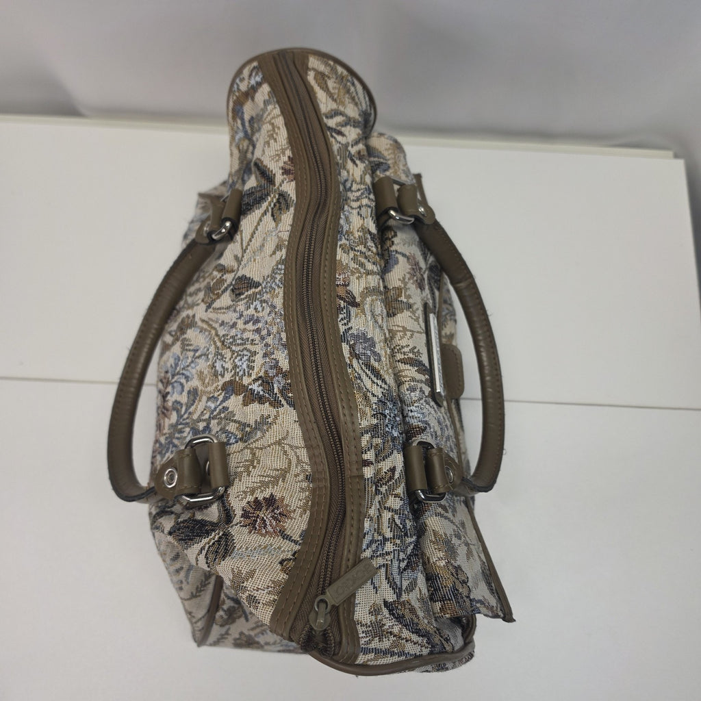 Vintage 90s Jordache Floral Tapestry Zip Shoulder Strap Duffel Travel Bag 14"