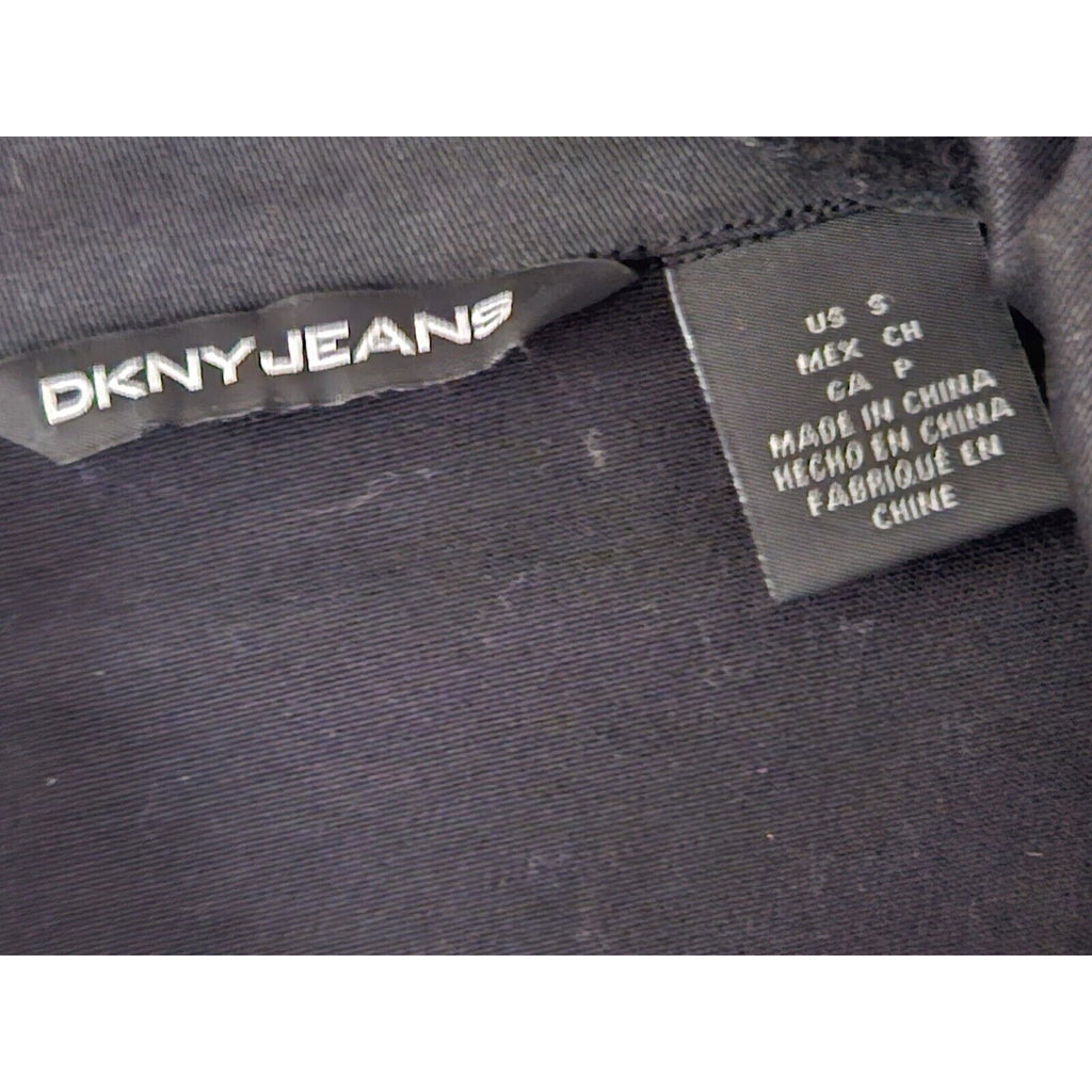 DKNY Jeans Black Moto Zip Jacket Stretch Cotton Full Zip Biker Jacket Size Small