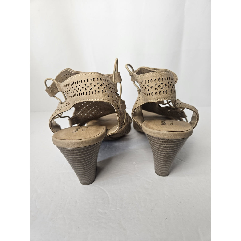 Manhattan Collection Women Heels Taupe Size US 10 Stretchy Cut Outs Sandals