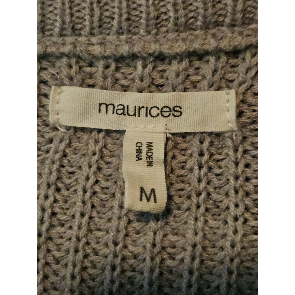 Maurices Distressed Cropped Gray Button Front Sweater Women's Size Med 8-10