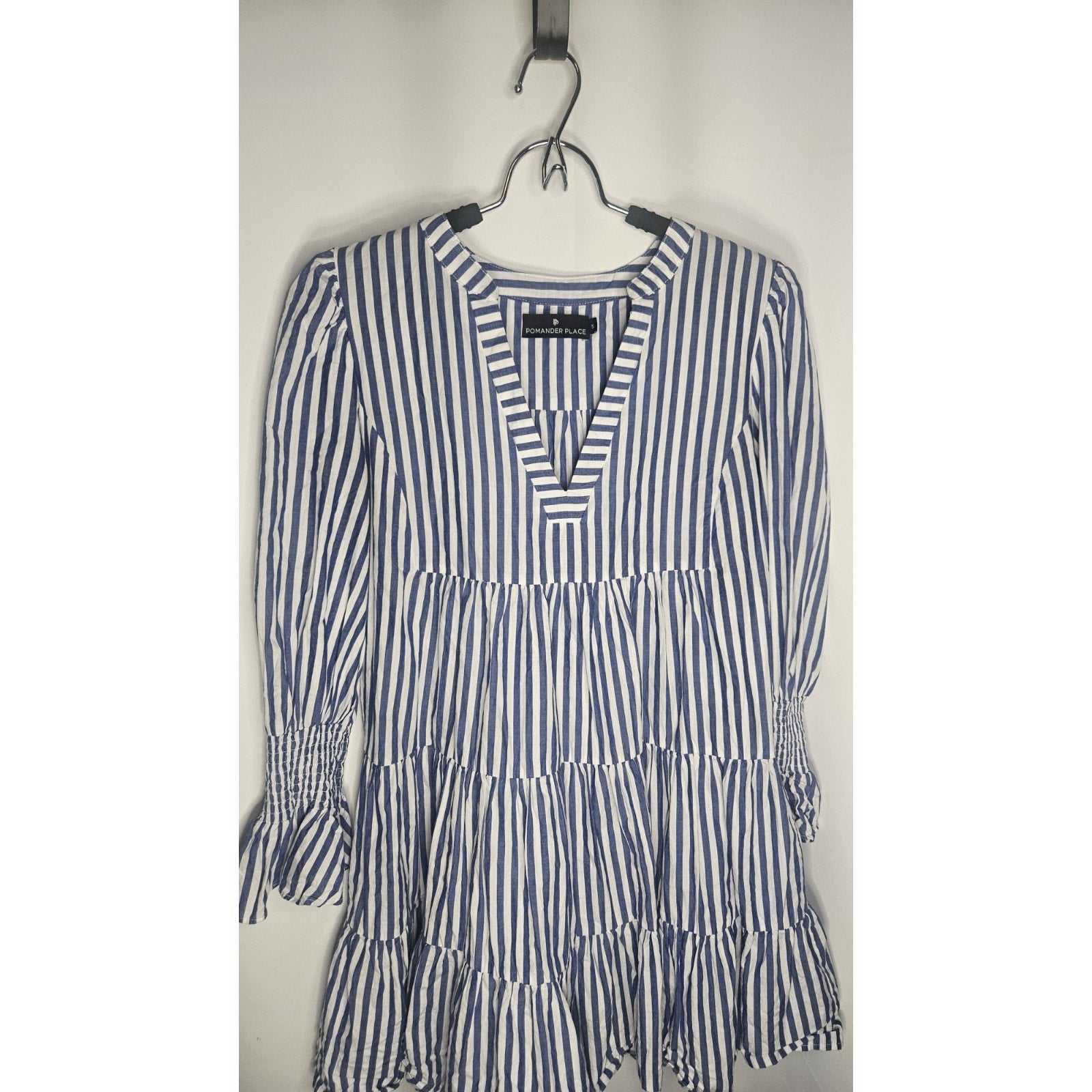 Tuckernuck Pomander Place Dress Blue White Striped Kenzo Mini Size Small Tiered Dress Summer Outfit Trendy Styles