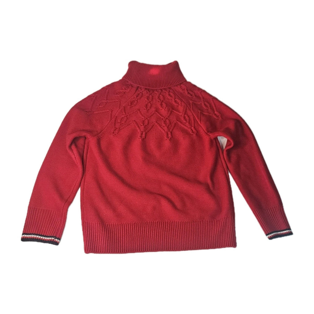 Tommy Hilfiger Red Turtleneck Sweater Womens Medium Cable Knit Holiday Preppy
