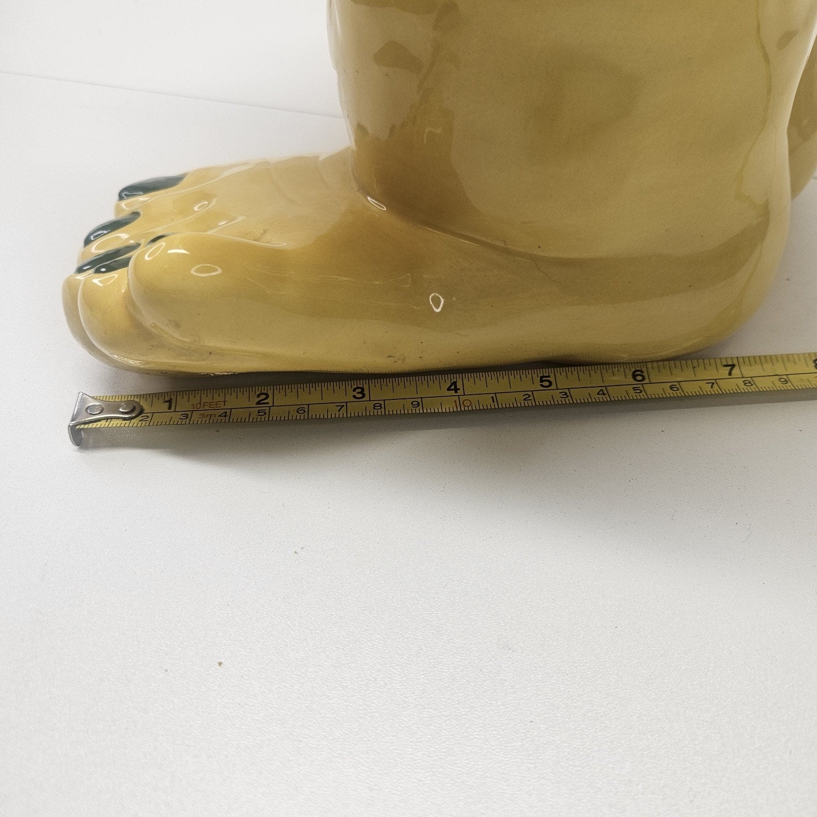 Vintage Handmade Funny Face Troll Ceramic Planter Yellow Garden Gnome Yard Art