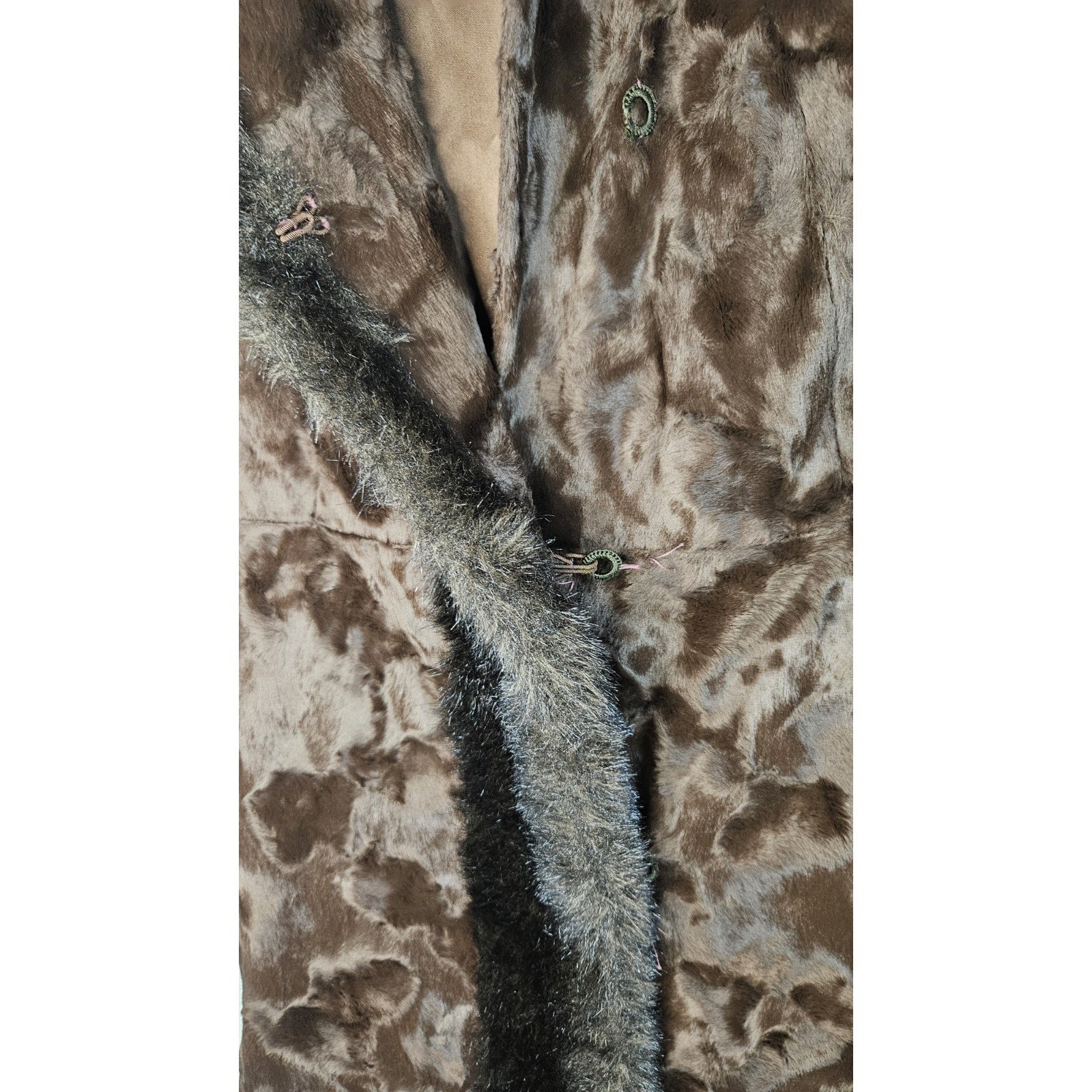 Vintage Union Made Faux Fur Coat Chocolate Brown Mod Full Length Size Small Glam