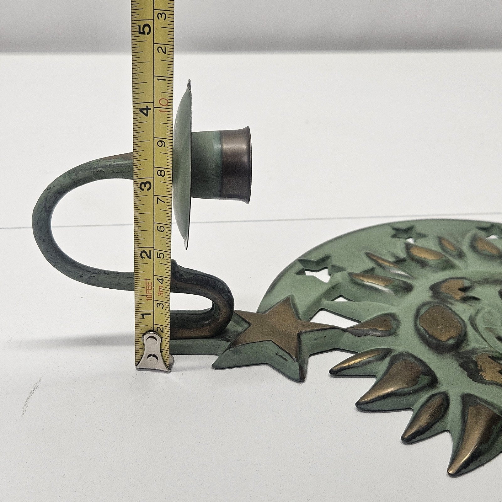 Vtg 1994 PartyLight Vintage Sun And Moon Candle Holder Sconces Brass Celestial