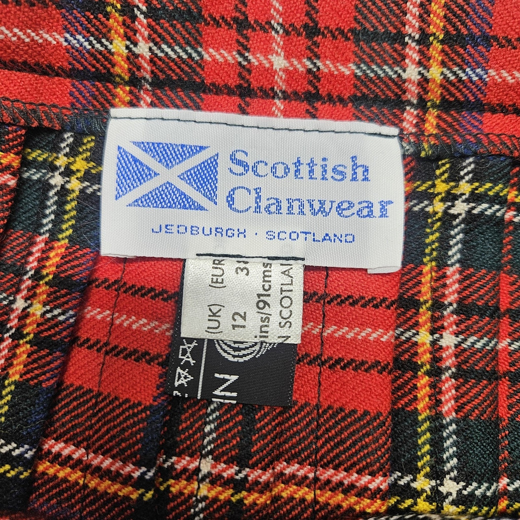 Vtg Scottish Clanwear 100% Pure Wool Red Plaid Tartan Kilt Women's Sz 10 Made UK