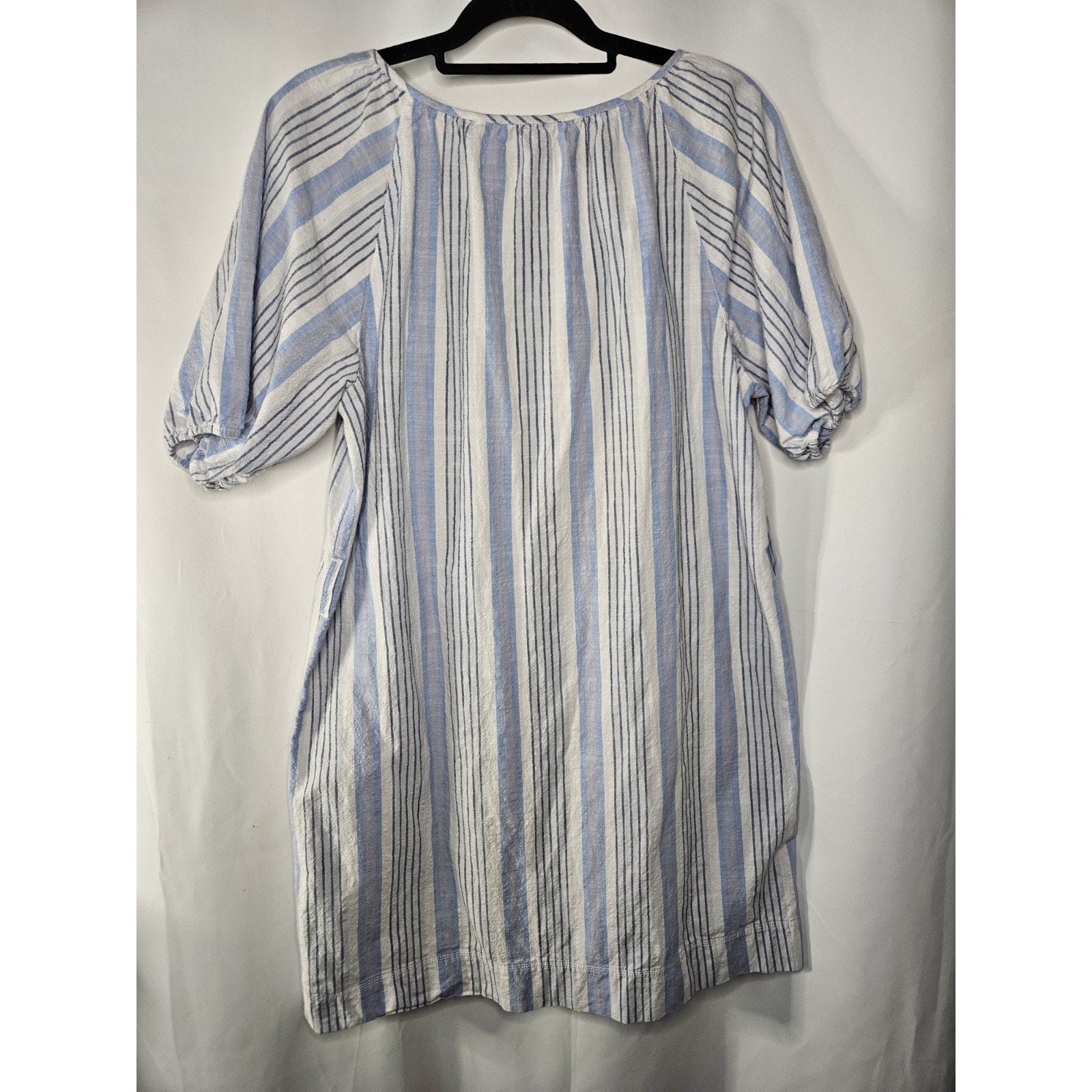 Free Assembly Womens Shirt Dress Puff Sleeve Blue/White Stripes Size Large XL