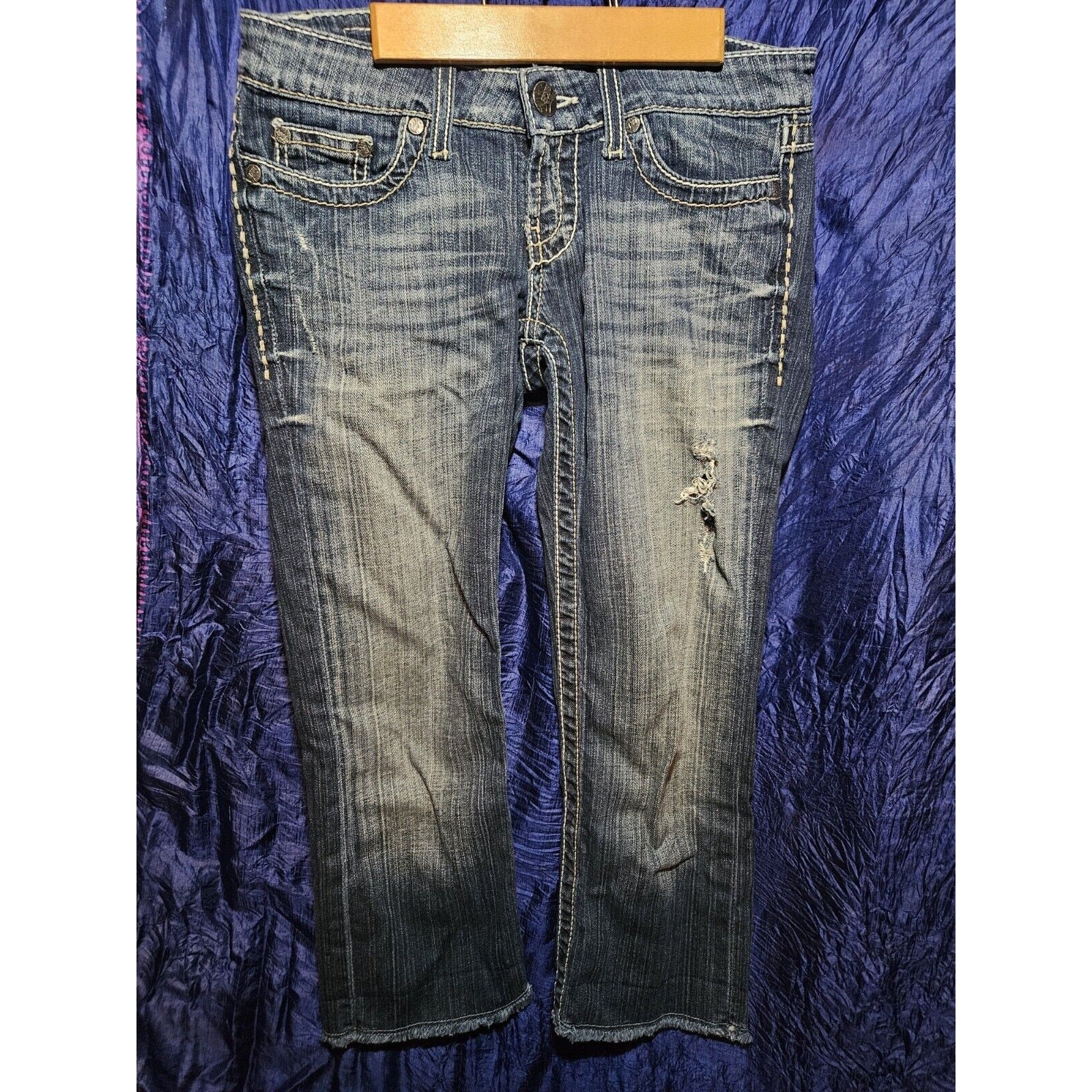 BKE Sabrina cropped jeans womens stretch denim distressed size 25 (2) L 23.5"