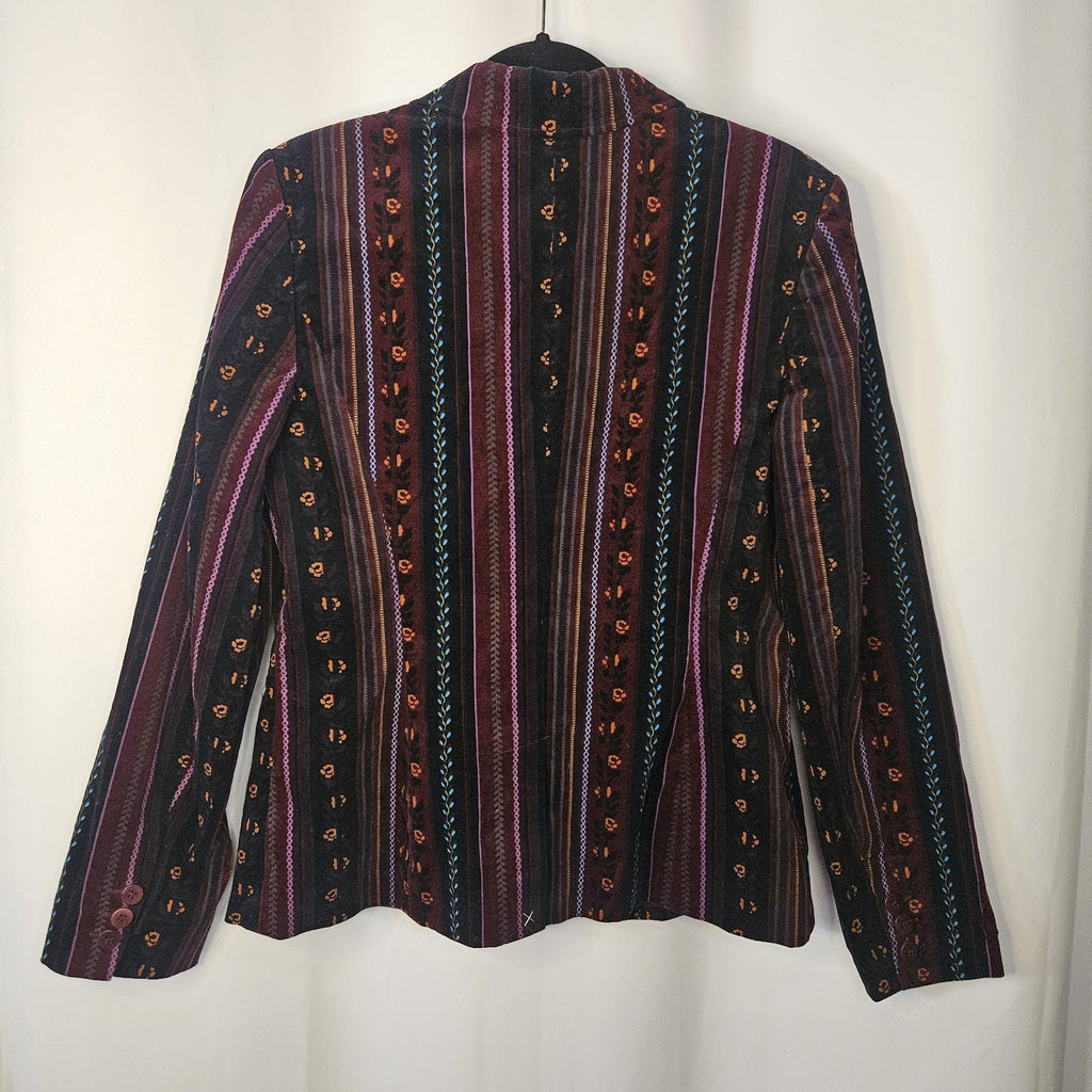 Vtg Grace Elements Corduroy Velvet Blazer Jacket Sz 10 Boho Glam Aztec