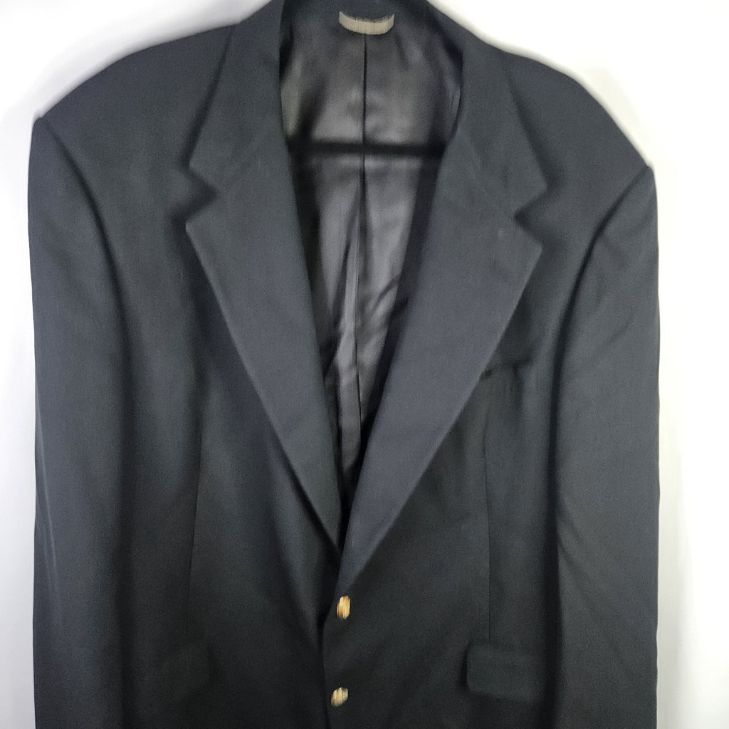 Vtg Hart Schaffner Marx 48L Navy Gold Button Wool Blazer Jacket Sport Coat Union