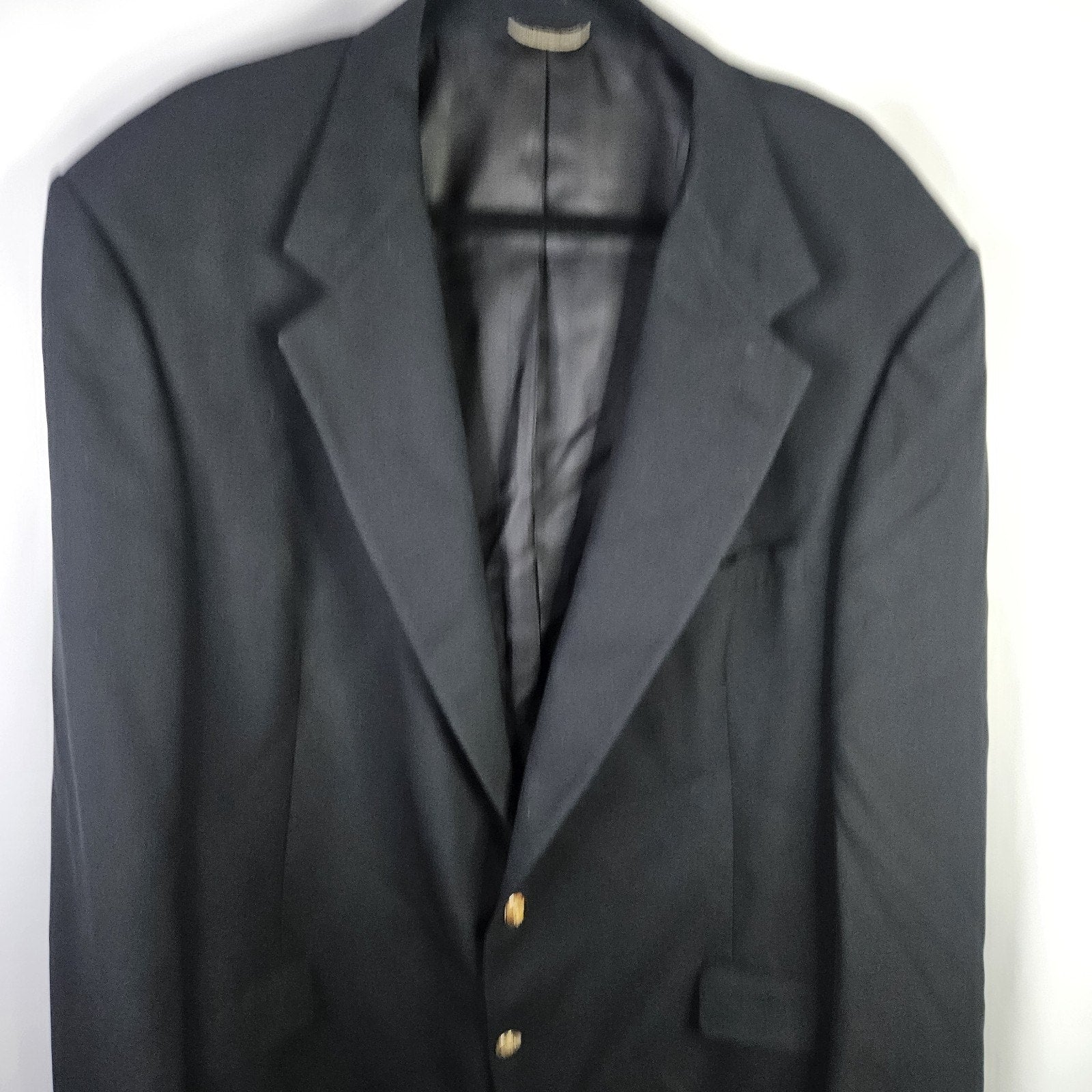 Vtg Hart Schaffner Marx 48L Navy Gold Button Wool Blazer Jacket Sport Coat Union