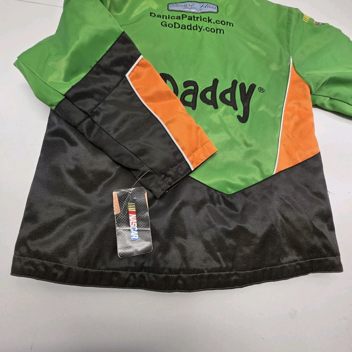 Vintage Go Daddy Nascar Racing Jacket Danica Patrick Kid SM Black Green Chase NWT
