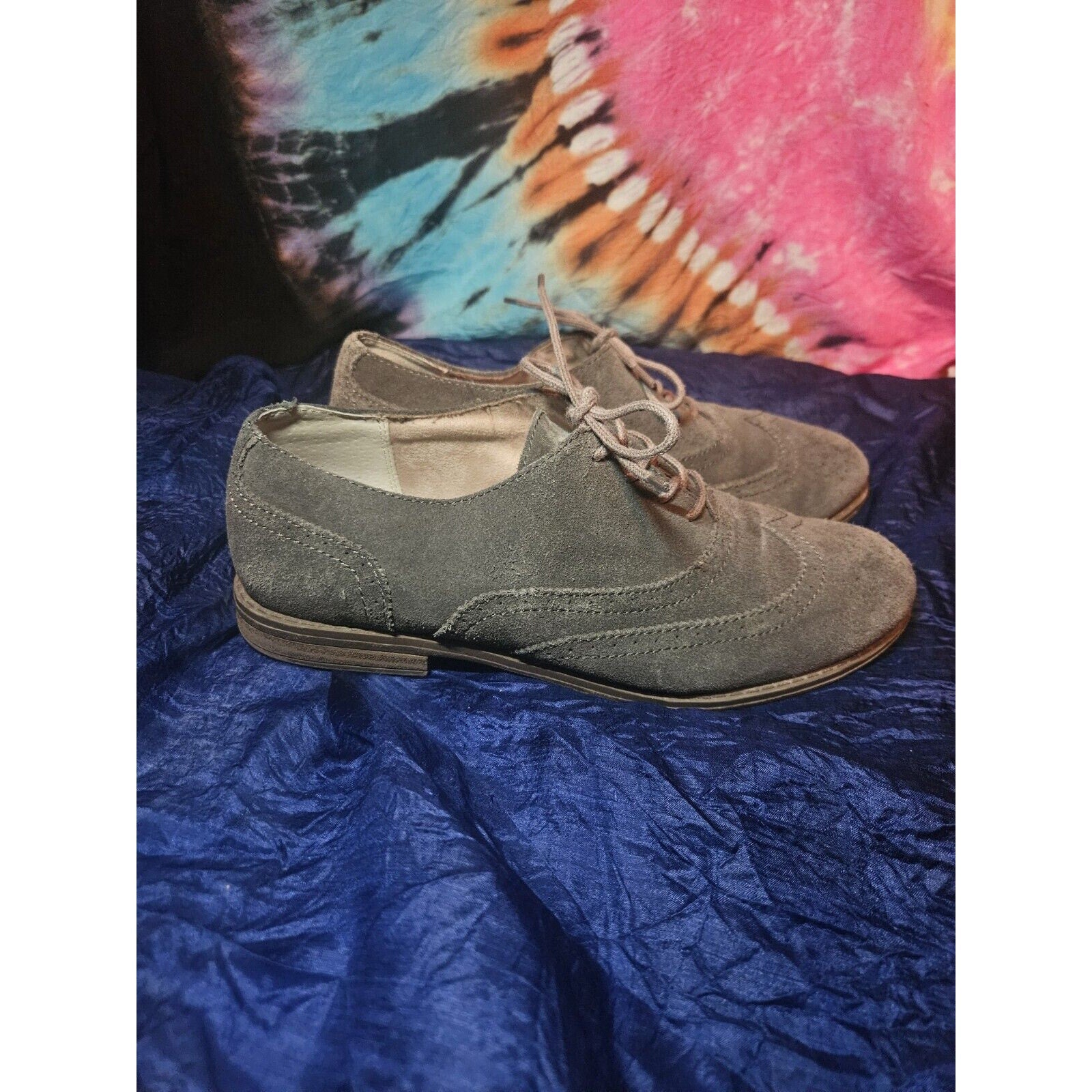 Cynthia Rowley New York Oxford Suede Dark Gray sz 8 Shoes
