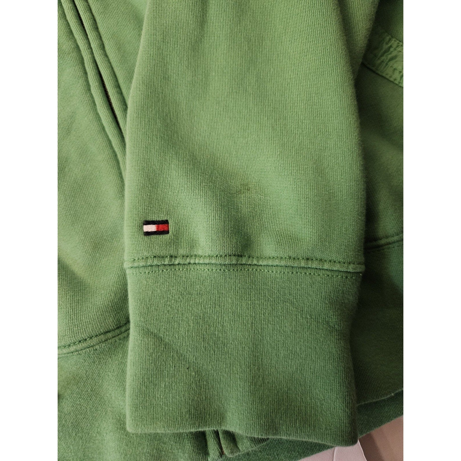 Tommy Hilfiger Men's Big Logo Full Zip Hoodie Size XL Green Navy Letters