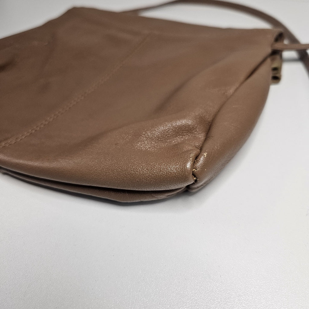 Vintage Small Leather Tan Mini Purse Flap Crossbody Strappy