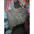 Womens Hand Knitted Chunky Knit Crowl Scarf In Gray Tones With Flower Buttons