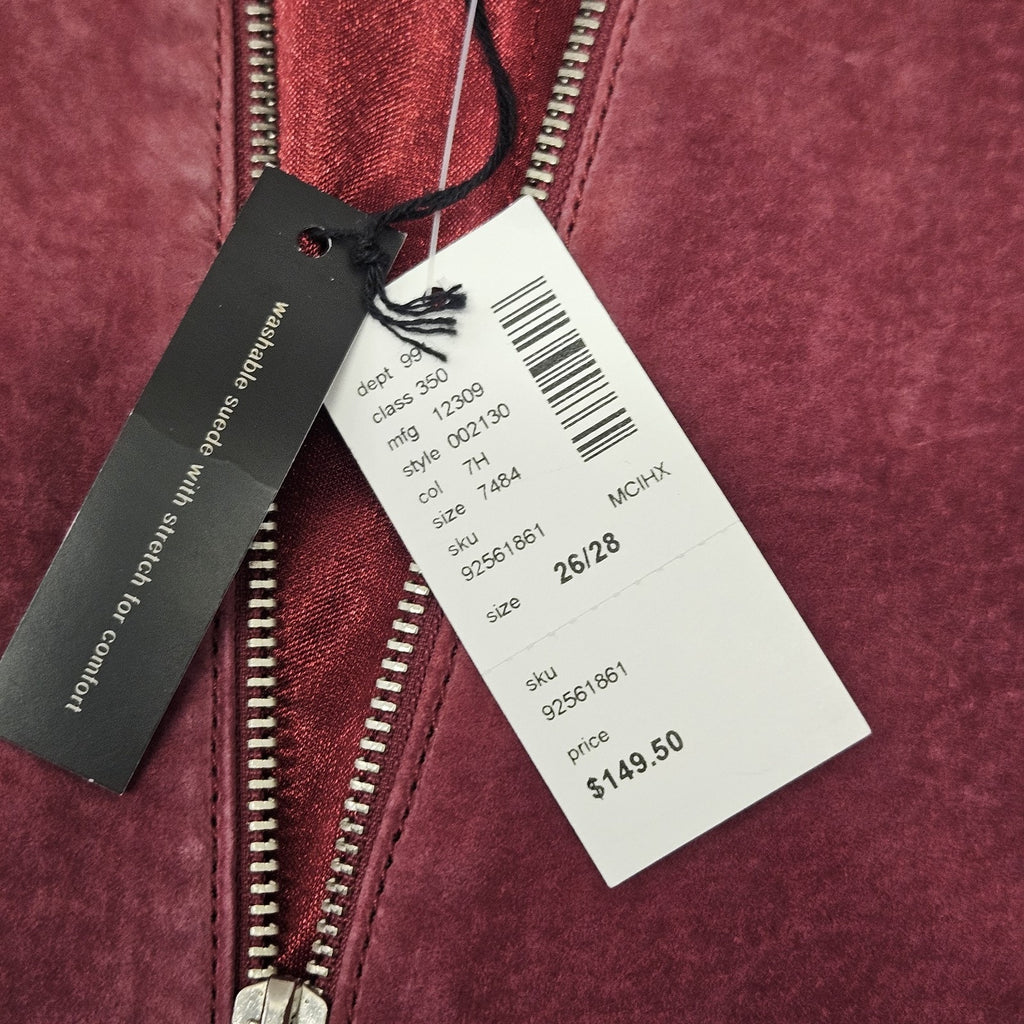 Nwt Lane Bryant Moto Jacket Womens Plus Pink Suede Zip Front Pockets 24/26 3X