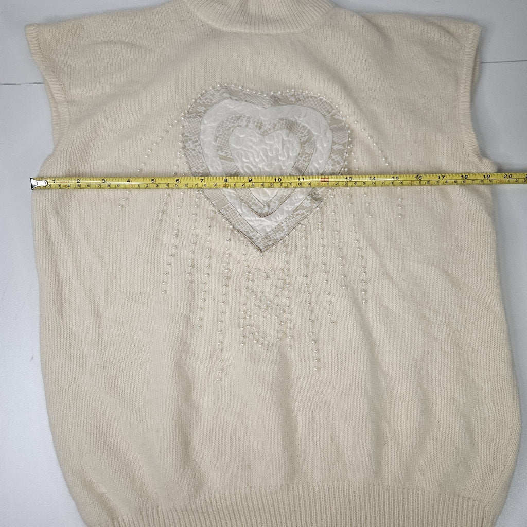Dells Knit Embroidered Beaded Agona Wool Blend Vintage Sweater Vest Medium