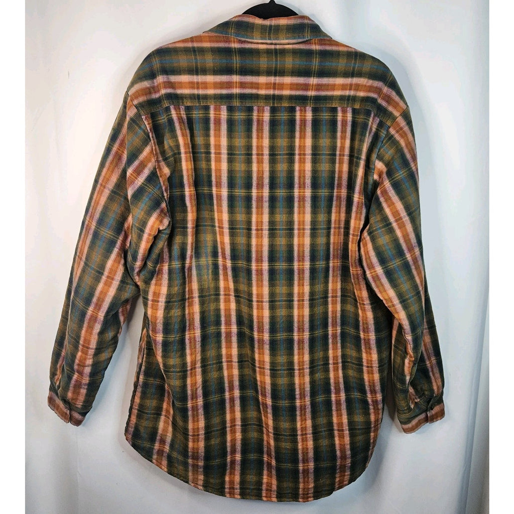 VTG Woolrich Shirt Jacket Unisex Large Green Pink Plaid Lined Quilted Insulated