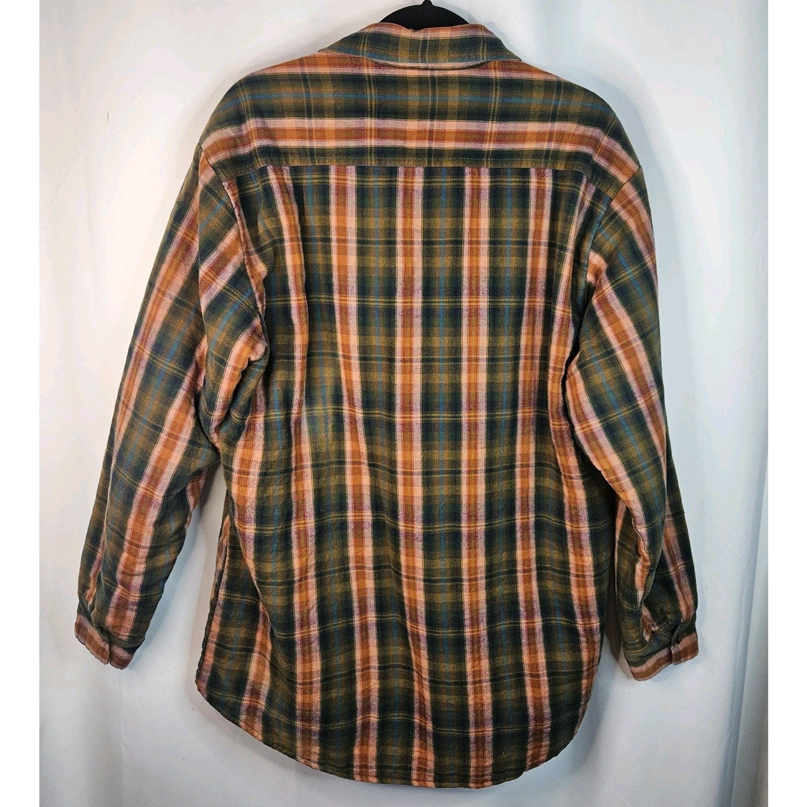 VTG Woolrich Shirt Jacket Unisex Large Green Pink Plaid Lined Quilted Insulated