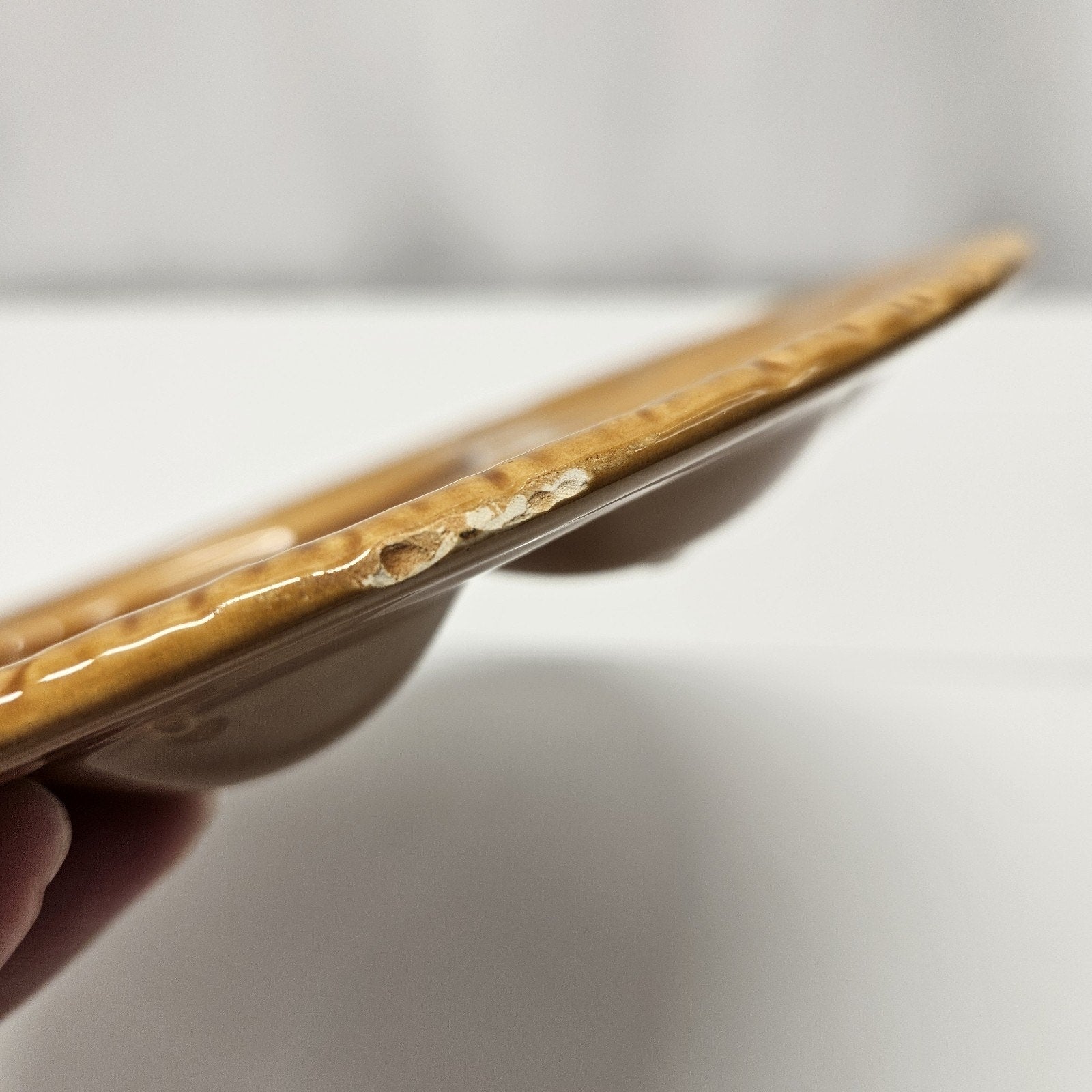 Vintage Retro Glazed Pottery Hazel Brown Deviled Egg Serving Platter