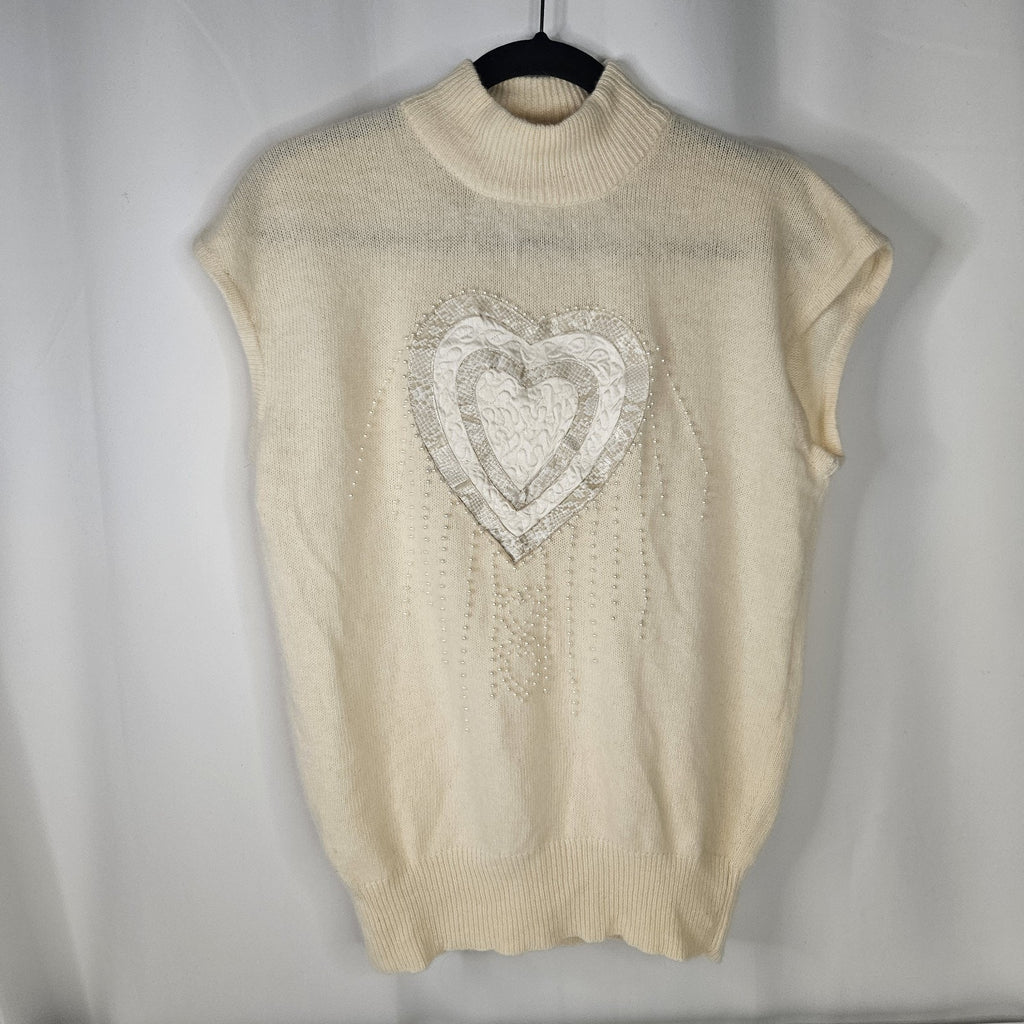 Dells Knit Embroidered Beaded Agona Wool Blend Vintage Sweater Vest Medium