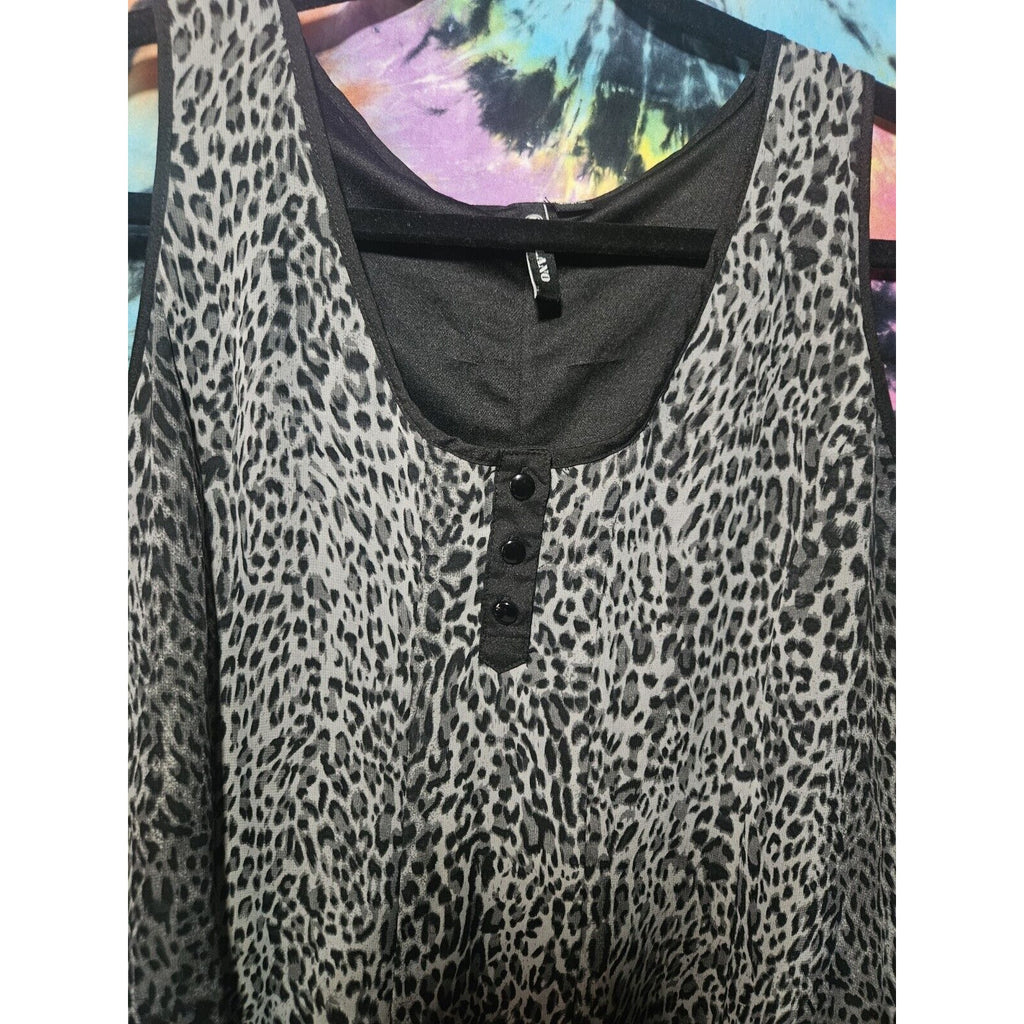 Milano Snow Leopard Tank Short Layered Dress Womens Size 14