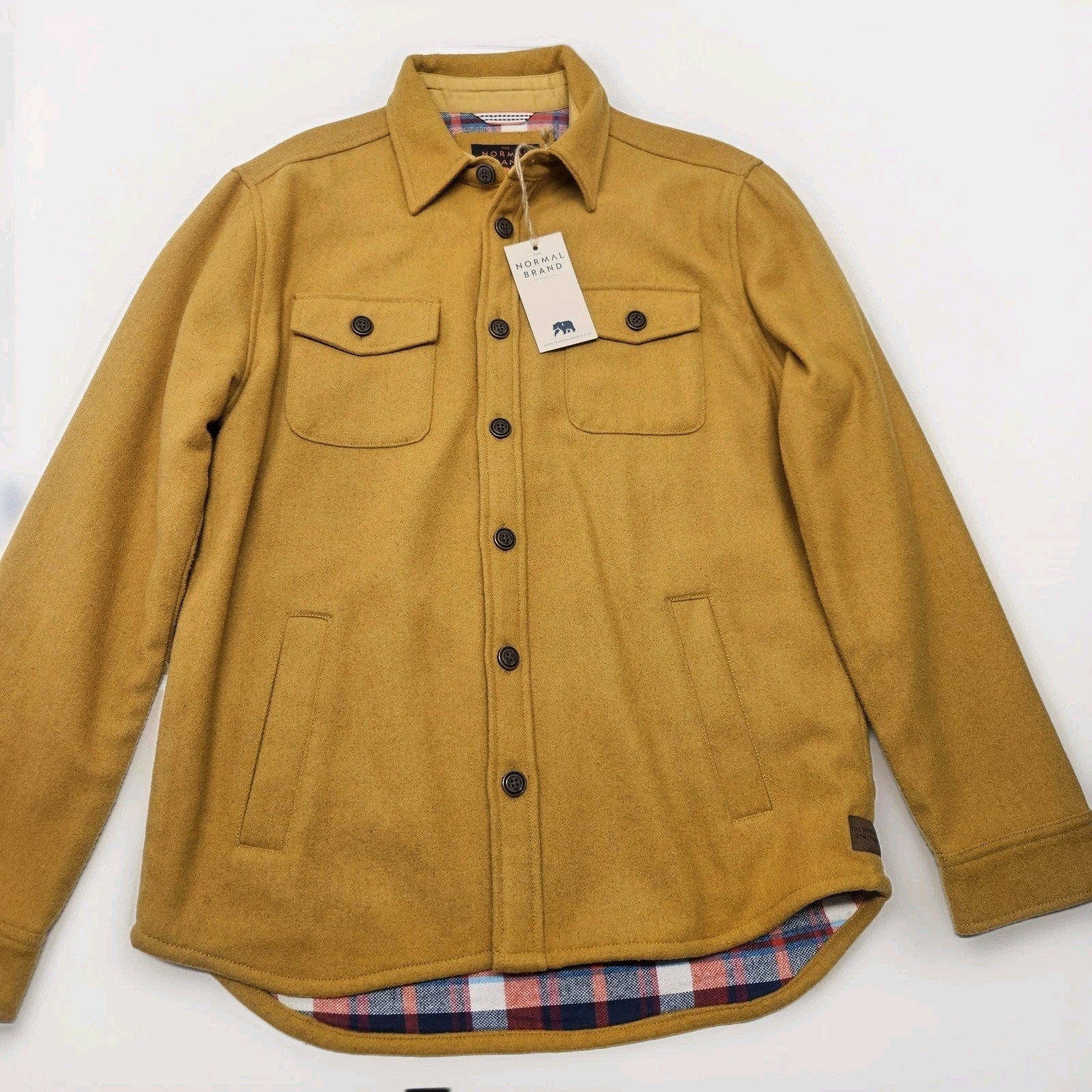 Nwt The Normal Brand Men's Brightside Flannel Jacket Medium Yellow Unisex