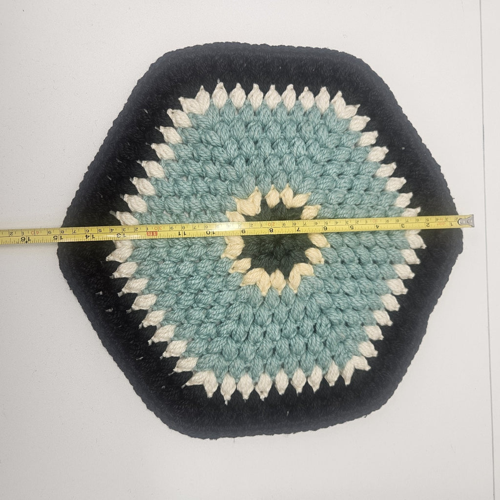 Crochet Knit Granny Square Placemats Set Of 4 Handmade Black Teal Cream Green