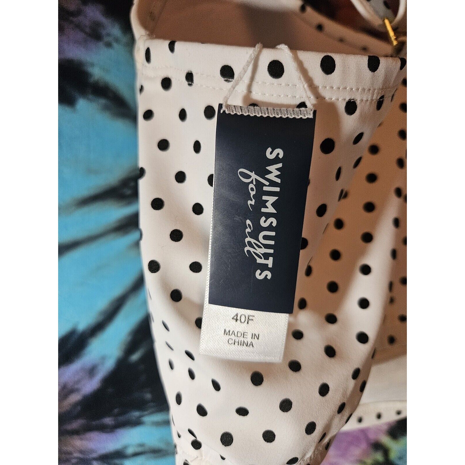 NWT Swimsuits for All Confidante Underwire Bikini Top White Black Dots Size 40F