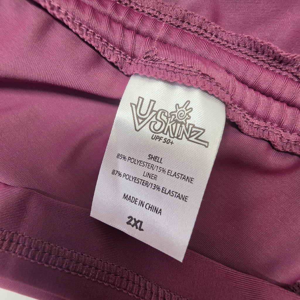 UV Skinz Women's Ruched Swim Tunic Tankini Top Deep Plum 2XL Beach Resort Sporty