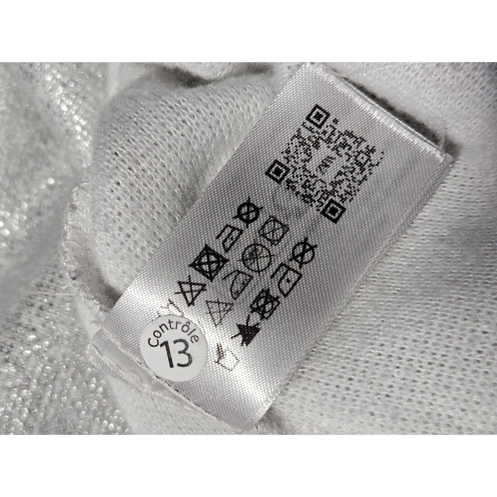 Zara Pullover Sweater White With Silver Metallic Foil Accents Size Med 8-10