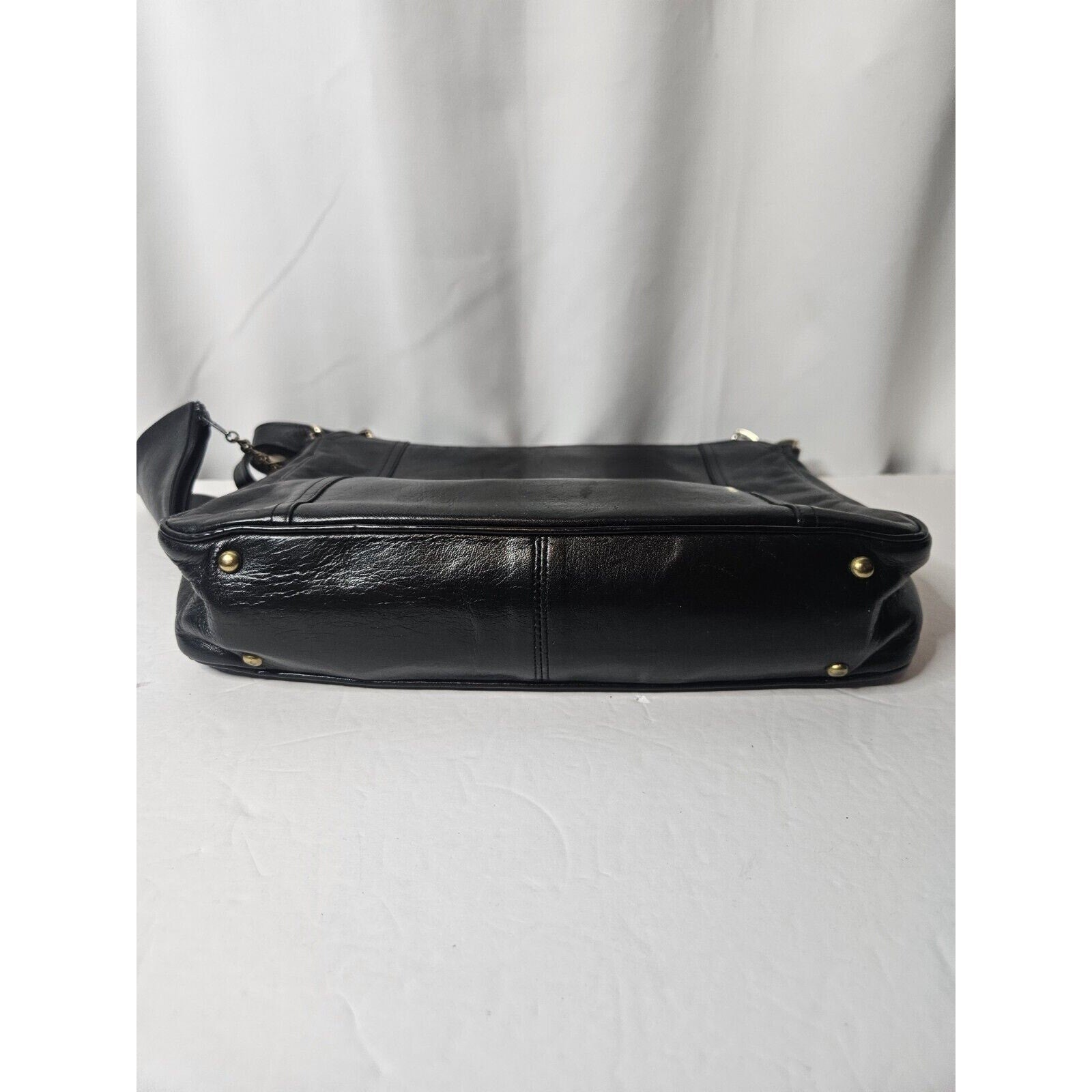Vintage PALIZZIO Soft Leather Shoulder Bag Handbag Double Zip Coin Purse Black