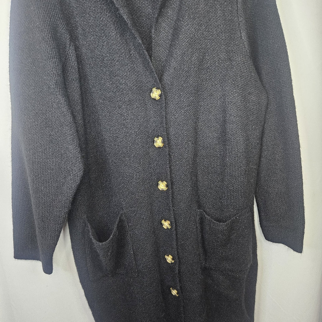 Torrid Long Sleeve Notched Collar Long Cardigan Sweater Black 2 2x 18 20 #A08689