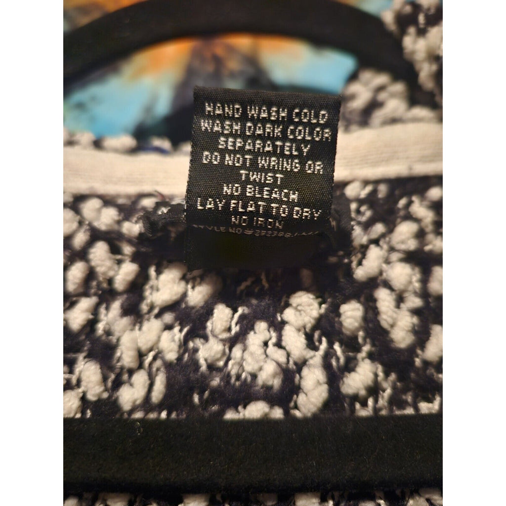 Poof New York Open Sweater Black & White Toothbrush Nylon Feather Size XL