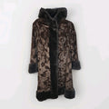 Vintage Union Made Faux Fur Coat Chocolate Brown Mod Full Length Size Small Glam