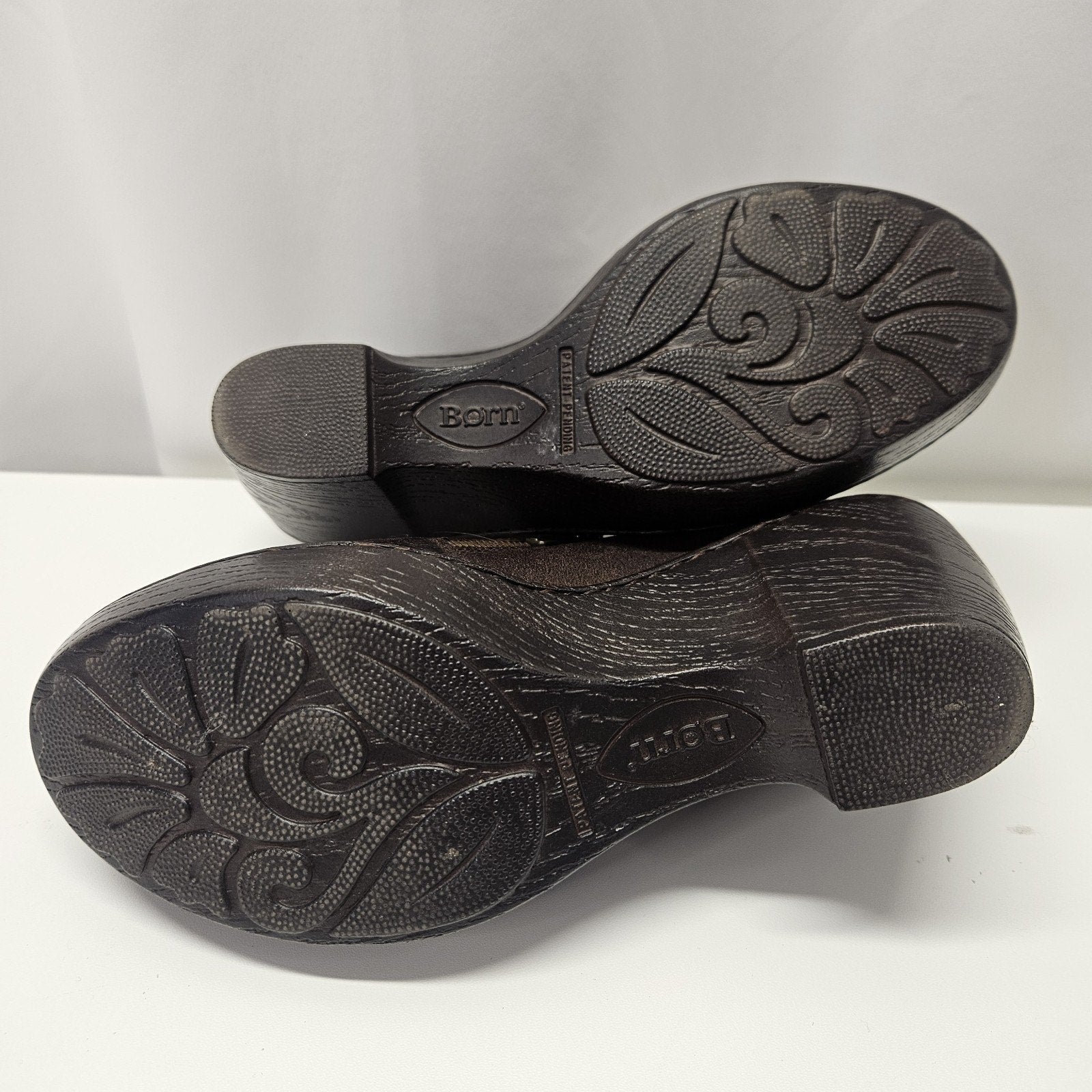 Vtg Y2K Born Wedge Clogs Brown Leather Zipper Womens 7.5 Grunge Comfort Shoe