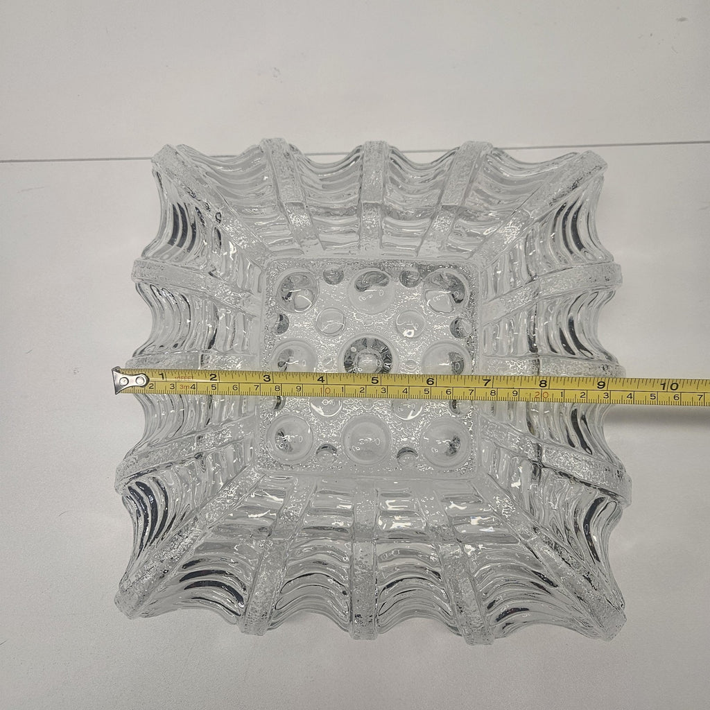 Art Deco Square Glass Bubble Pattern Flush Mount Ceiling Light Austria 1960s