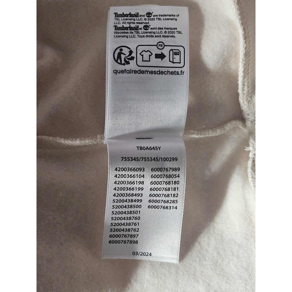 Timberland Cropped Hoodie Women's XL Oversized Fit Cream W White