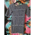 Rare Vintage Sara Campbell Women's Blue & White Boro Style Textured Dress XS