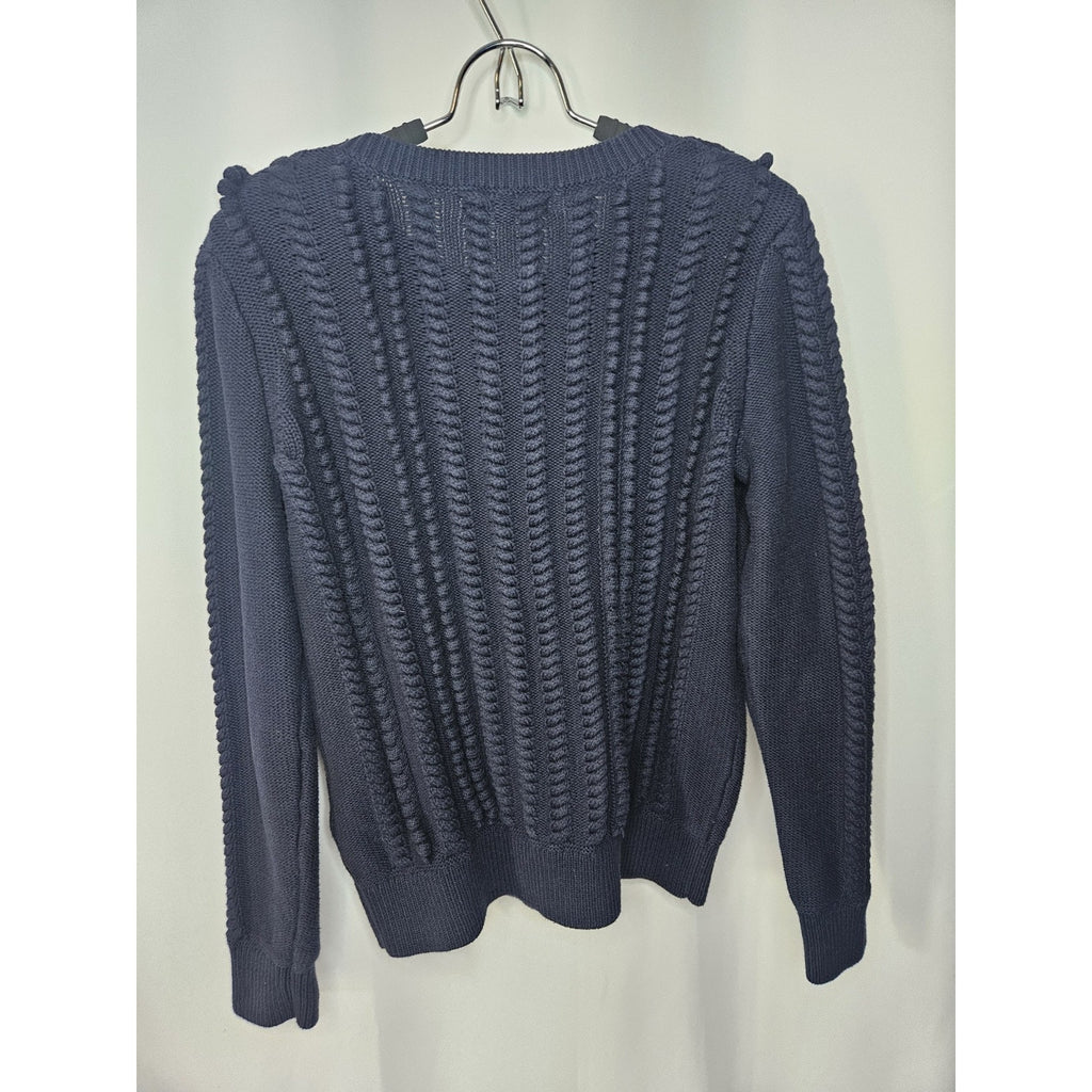 Banana Republic Navy Blue L Womens Cotton Blend Knit Crew Neck Sweater Top