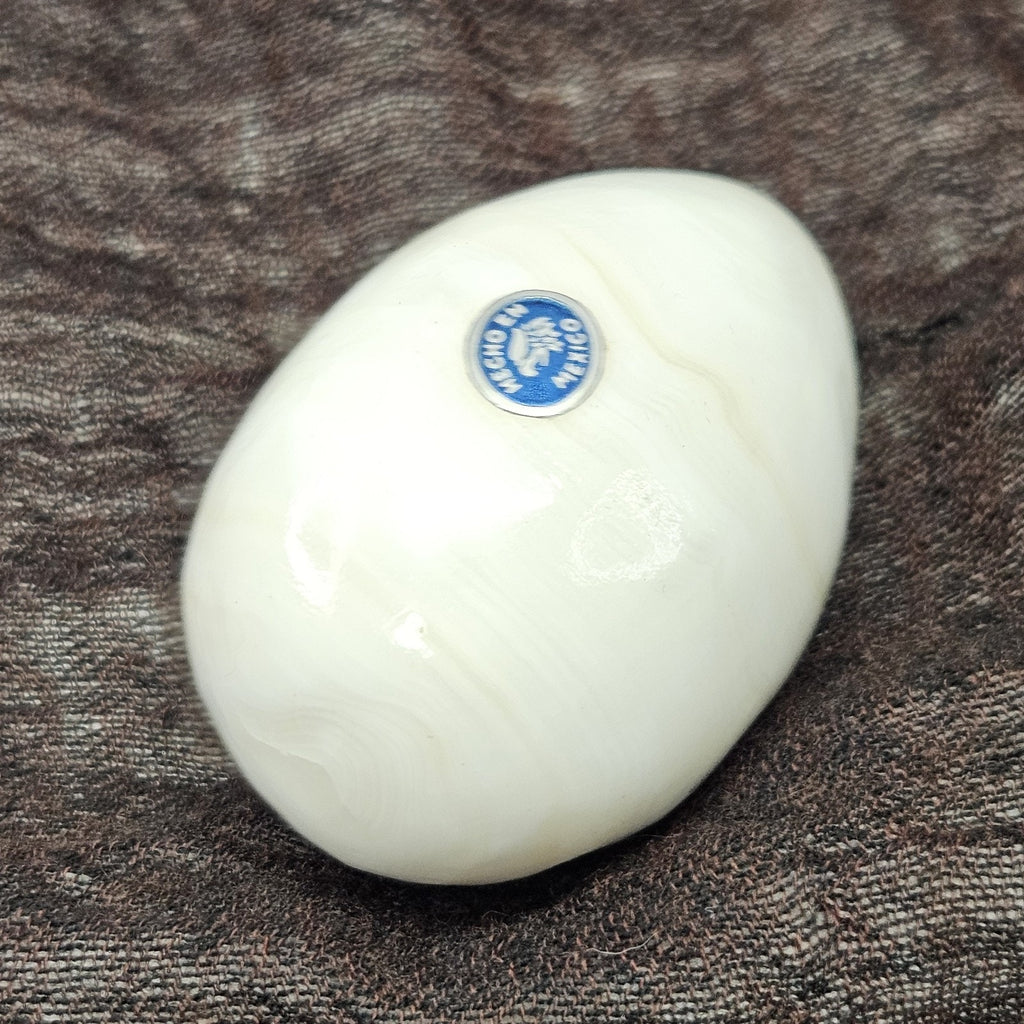 Vtg Natural White Layered Agate, Onyx, Alabaster 6 Eggs Stone Healing Mexico
