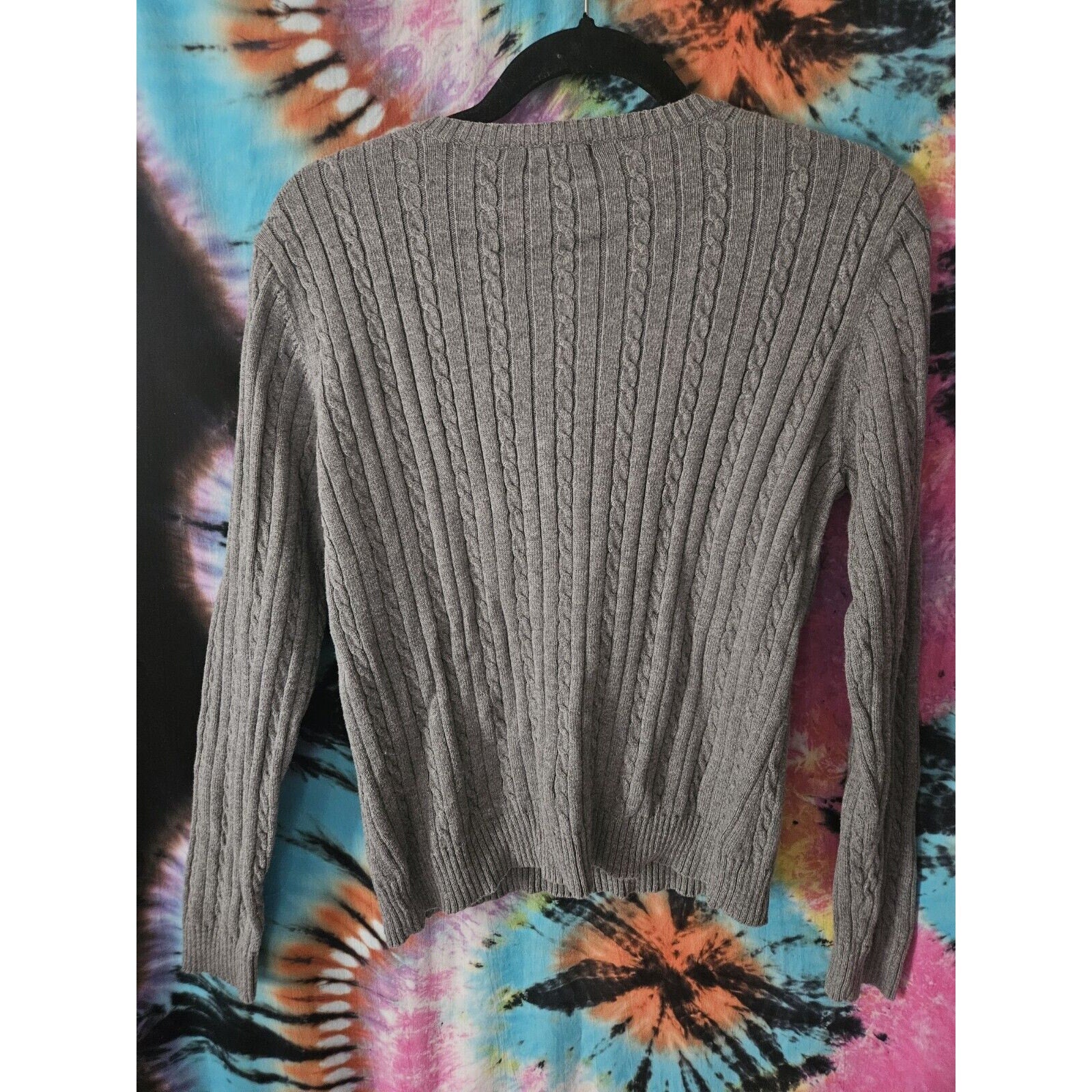 Vintage Izod Gray Knit Lightweight Sweater Women's Large Pullover Classic Preppy