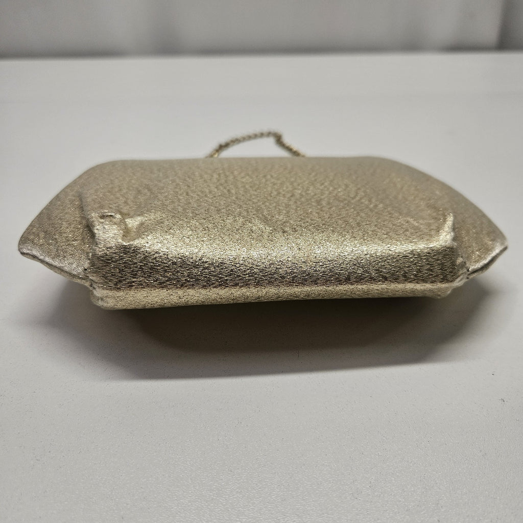 Vintage MCM Shiny Gold Metallic Purse Chain Strap Clutch Evening Bag Mod Wedding